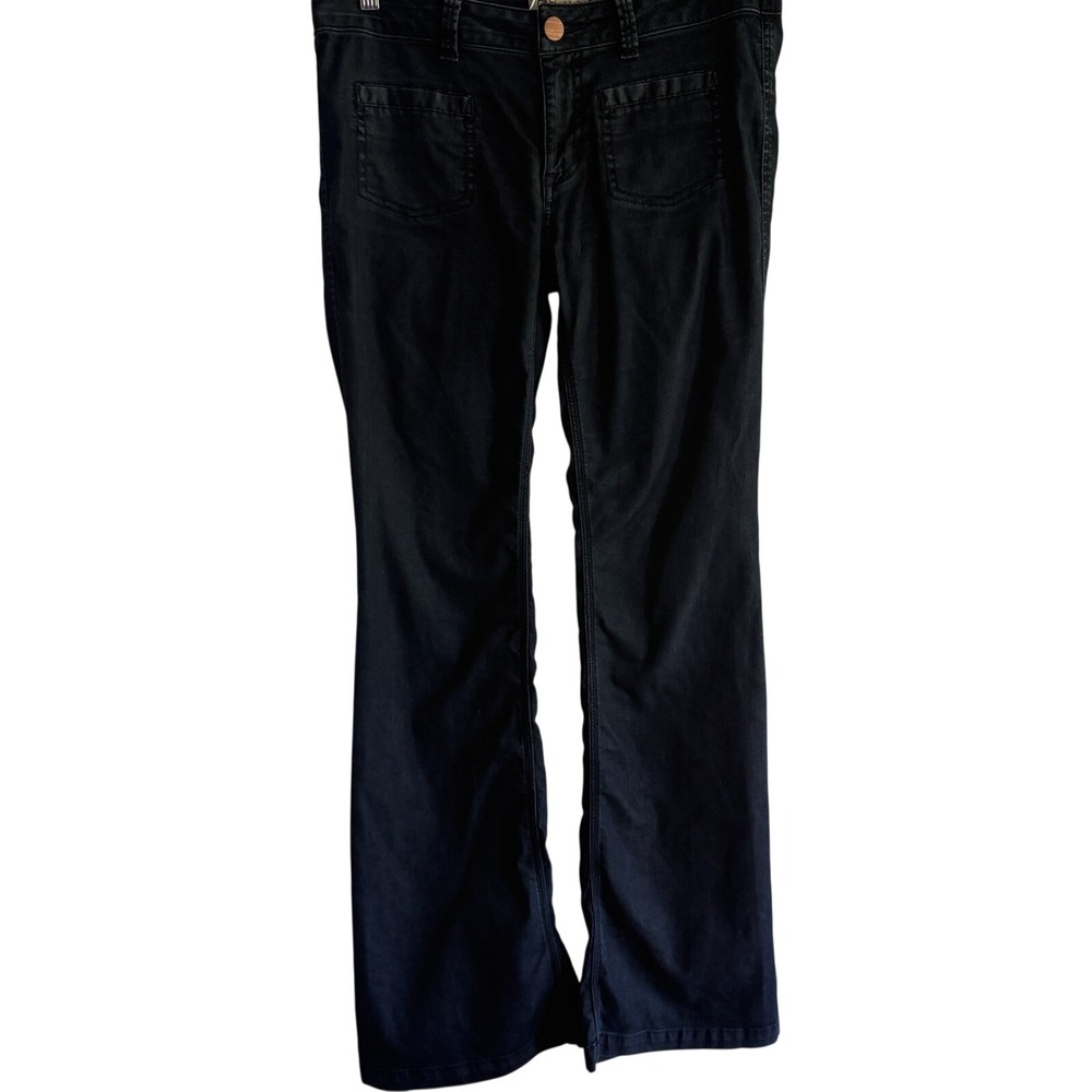 Cabi Women's Kick Back Flare Size 8 Dark Blue Jeans Stretch Trousers (33x32.5)